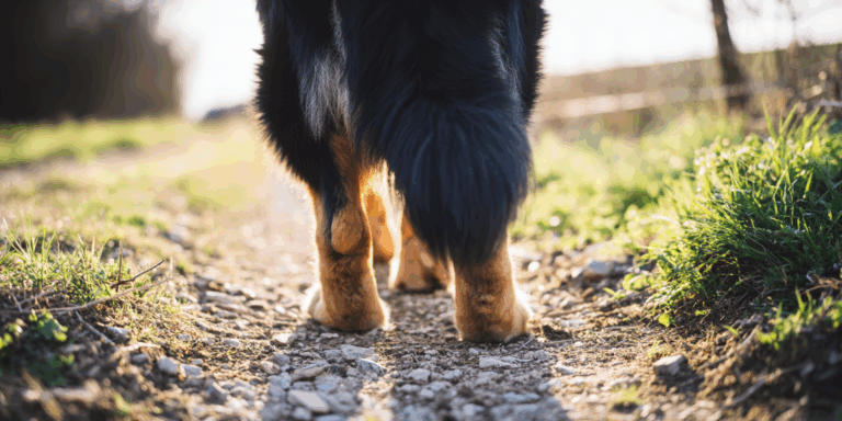 Hind view image of dog's legs