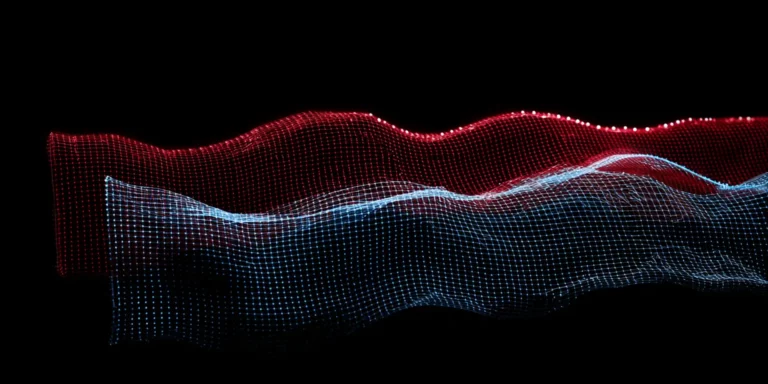 Red and blue digital waves