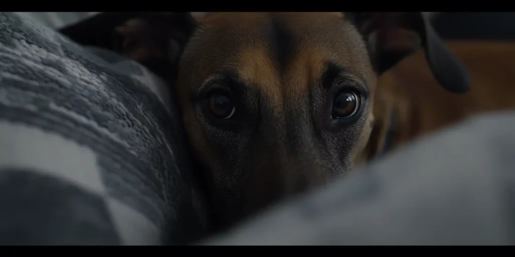 close up of dog staring into camera