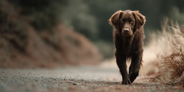 Dog walking towards camera