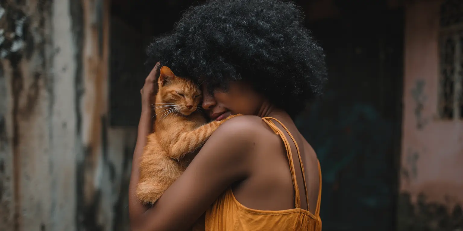 Happy Person with their cat