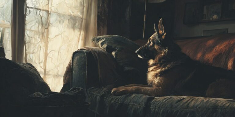 Dog sitting on a couch